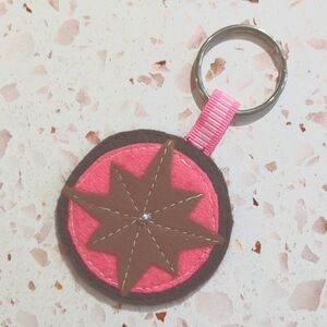 Pink Brown Compass Rose Key Fob Handcrafted Not All Who Wander Are Lost | New #7